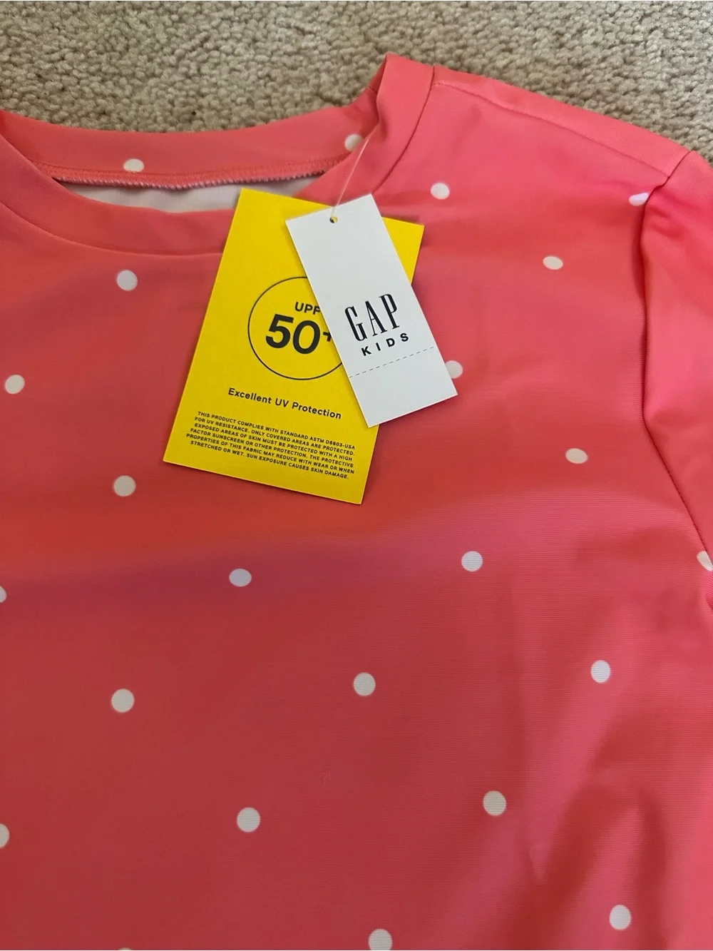 GAP Coral Pink Polka Dot Long Sleeve Rash Guard Set